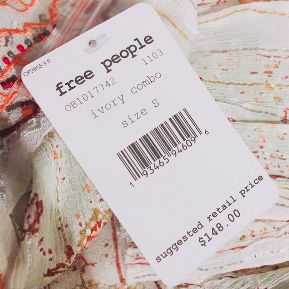 Free People Boho Tunic Dress, Ivory Dance Magic, Size S New w/Tag Retail $148.00 - Picture 9 of 10